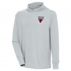 Футболка с длинным рукавом с капюшоном Chicago Bulls Antigua Heather Gray Saga