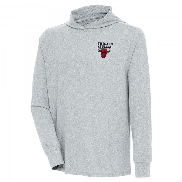 Футболка с длинным рукавом с капюшоном Chicago Bulls Antigua Heather Gray Saga