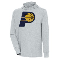 Футболка с длинным рукавом с капюшоном Indiana Pacers Antigua Saga - Heather Gray