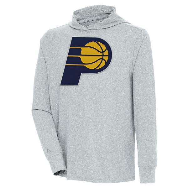 Футболка с длинным рукавом с капюшоном Indiana Pacers Antigua Saga - Heather Gray