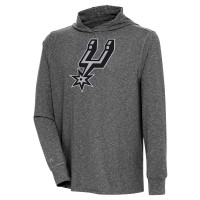 Футболка с длинным рукавом с капюшоном San Antonio Spurs Antigua Saga - Heather Black