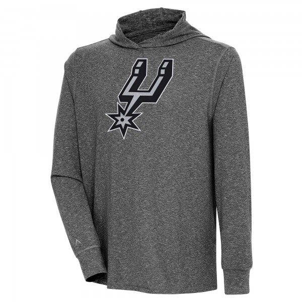 Футболка с длинным рукавом с капюшоном San Antonio Spurs Antigua Saga - Heather Black
