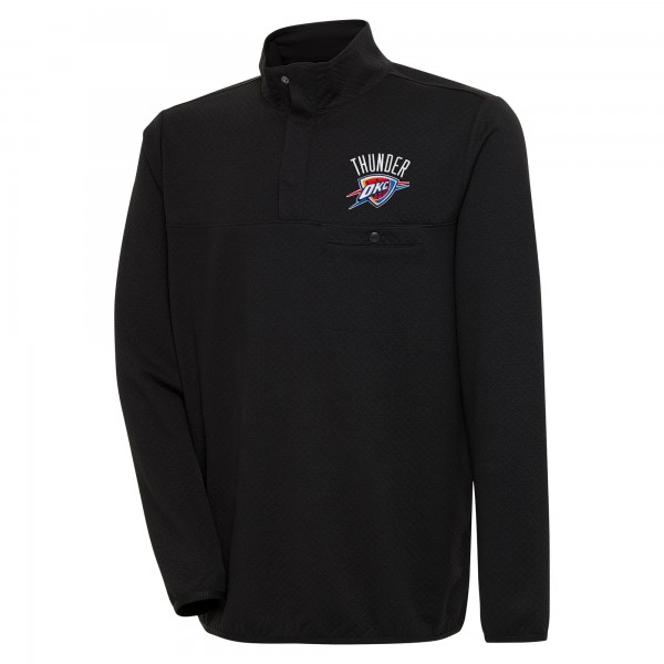 Oklahoma City Thunder Antigua Black Steamer Quarter-Snap Pullover Top