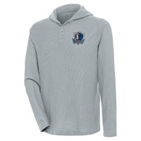 Футболка с длинным рукавом Dallas Mavericks Antigua Strong Hold Henley - Gray