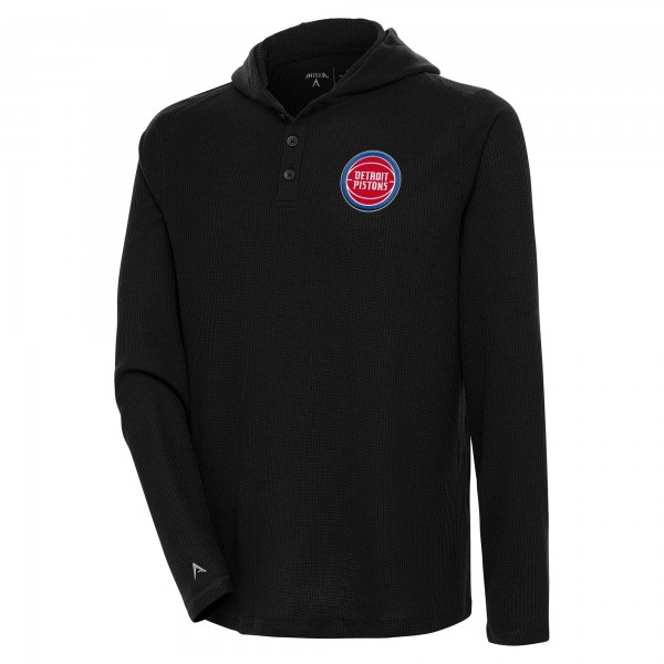 Футболка с длинным рукавом Detroit Pistons Antigua Strong Hold Henley - Black