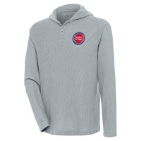 Футболка с длинным рукавом Detroit Pistons Antigua Strong Hold Henley - Gray