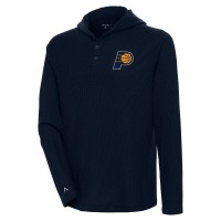 Футболка с длинным рукавом с капюшоном Indiana Pacers Antigua Strong Hold Henley - Navy