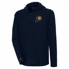 Футболка с длинным рукавом с капюшоном Indiana Pacers Antigua Strong Hold Henley - Navy