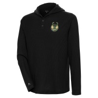 Футболка с длинным рукавом Milwaukee Bucks Antigua Strong Hold Henley - Black