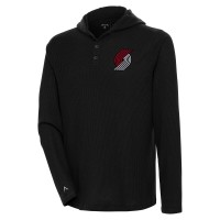 Футболка с длинным рукавом Portland Trail Blazers Antigua Strong Hold Henley - Black