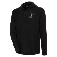 Футболка с длинным рукавом с капюшоном San Antonio Spurs Antigua Strong Hold Henley - Black