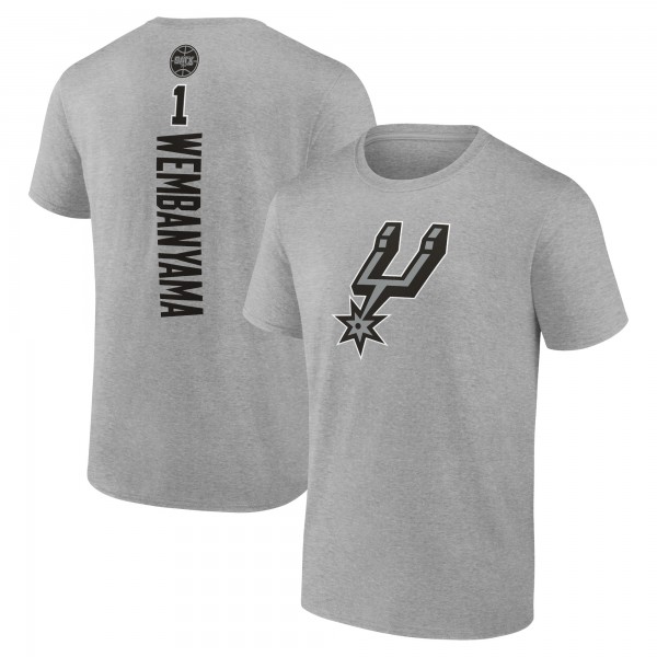 Футболка Victor Wembanyama San Antonio Spurs Playmaker Name & Number - Heather Gray