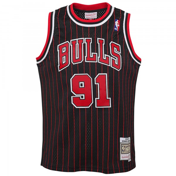 Игровая джерси Youth Chicago Bulls Dennis Rodman Mitchell & Ness Black 1995/96 Hardwood Classics