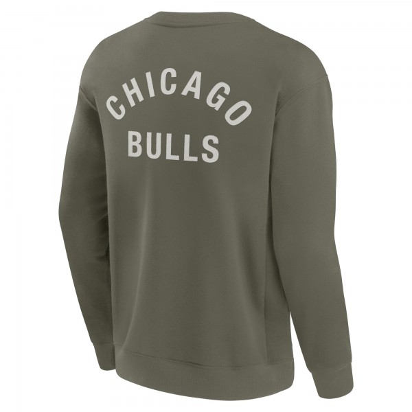Unisex Chicago Bulls Olive Super Soft Pullover Crew Sweatshirt