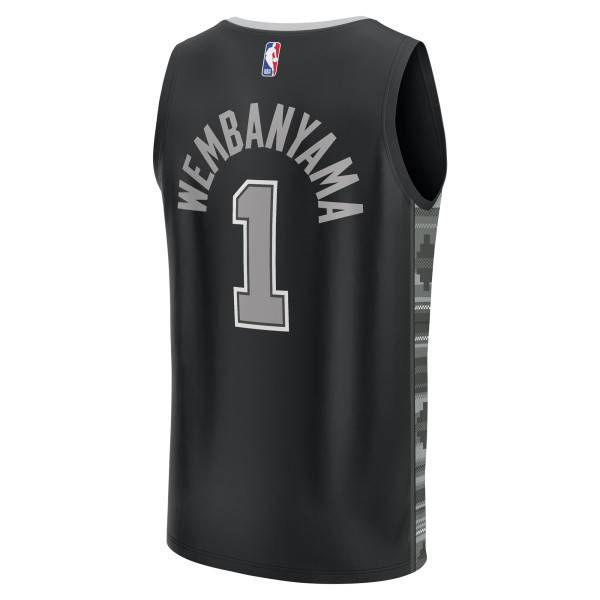 Подростковая San Antonio Spurs Victor Wembanyama Fanatics Black Fast Break Jersey - Statement Edition