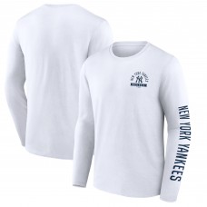 New York Yankees Fanatics White Press Box Long Sleeve T-Shirt