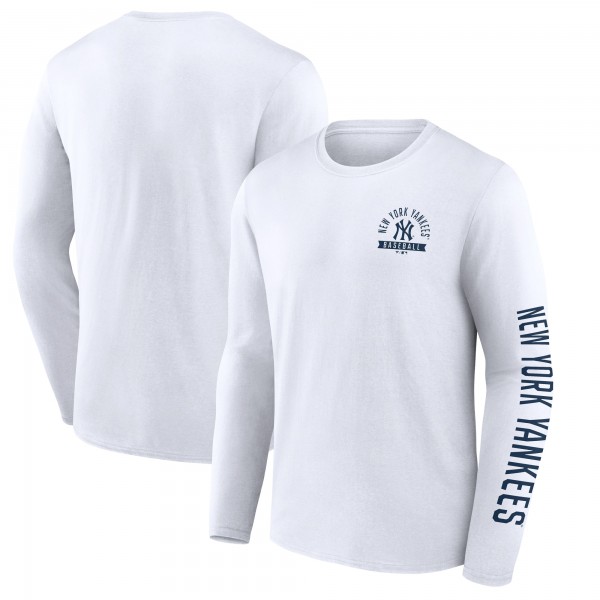 New York Yankees Fanatics White Press Box Long Sleeve T-Shirt