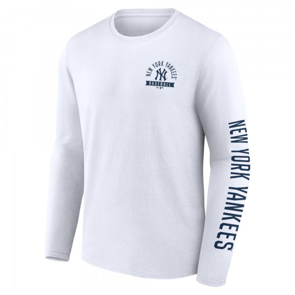 New York Yankees Fanatics White Press Box Long Sleeve T-Shirt