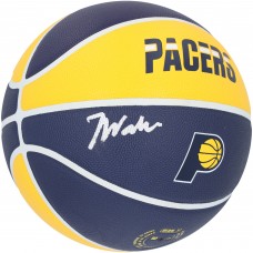 Баскетбольный мяч Jarace Walker Indiana Pacers Autographed Authentic Navy Blue and Yellow Wilson City Edition Collectors