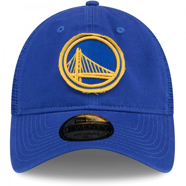 Бейсболка Golden State Warriors New Era Rough Edge Logo Trucker 9TWENTY - Royal