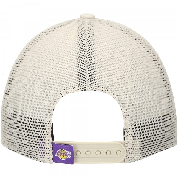 Бейсболка Los Angeles Lakers New Era Cream Rough Edge Logo Trucker 9TWENTY