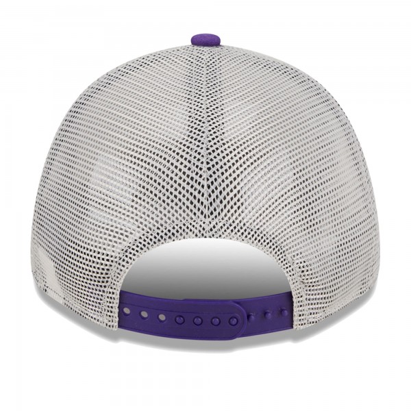 Бейсболка Los Angeles Lakers New Era Throwback Patch Trucker 9FORTY - Khaki/Purple