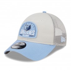 Memphis Grizzlies New Era Throwback Patch Trucker 9FORTY Adjustable Hat - Khaki/Light Blue