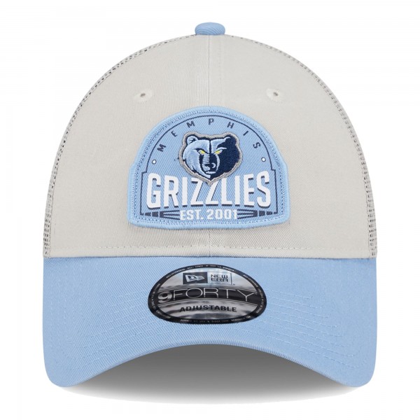 Бейсболка Memphis Grizzlies New Era Throwback Patch Trucker 9FORTY - Khaki/Light Blue