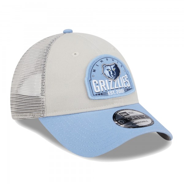 Бейсболка Memphis Grizzlies New Era Throwback Patch Trucker 9FORTY - Khaki/Light Blue