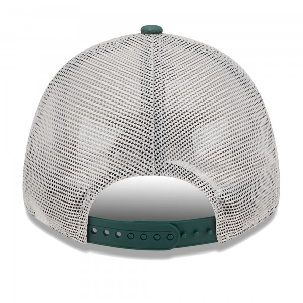 Бейсболка Milwaukee Bucks New Era Khaki/Hunter Green Throwback Patch Trucker 9FORTY