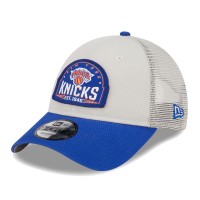 Бейсболка New York Knicks New Era Throwback Patch Trucker 9FORTY - Khaki/Blue