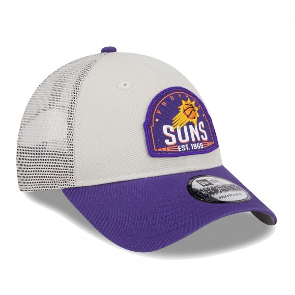 Бейсболка Phoenix Suns New Era Khaki/Purple Throwback Patch Trucker 9FORTY