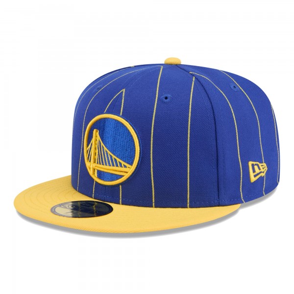 Бейсболка Golden State Warriors New Era Pinstripe Two-Tone 59FIFTY - Royal/Gold