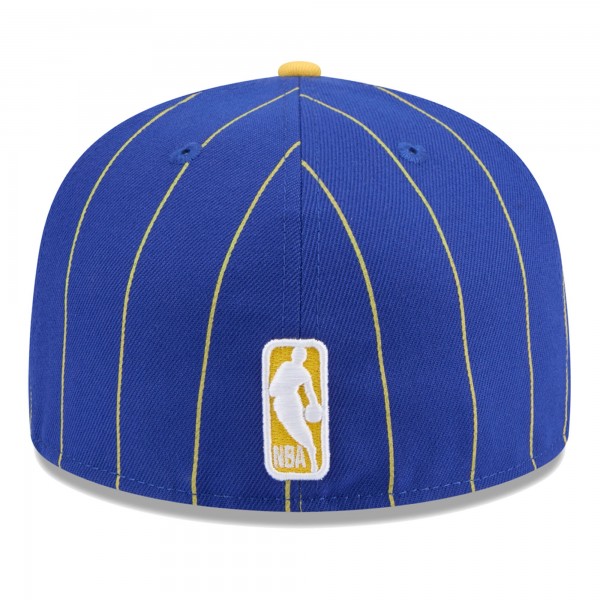 Бейсболка Golden State Warriors New Era Pinstripe Two-Tone 59FIFTY - Royal/Gold