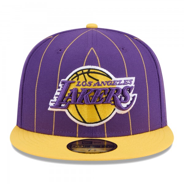 Бейсболка Los Angeles Lakers New Era Pinstripe Two-Tone 59FIFTY - Purple/Gold