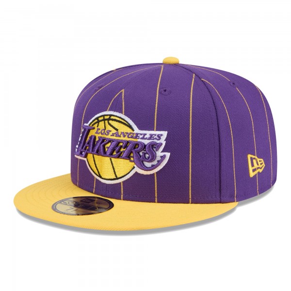 Бейсболка Los Angeles Lakers New Era Pinstripe Two-Tone 59FIFTY - Purple/Gold