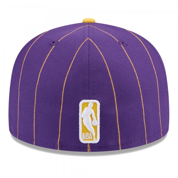 Бейсболка Los Angeles Lakers New Era Pinstripe Two-Tone 59FIFTY - Purple/Gold
