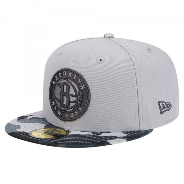 Бейсболка Brooklyn Nets New Era Active Color Camo Visor 59FIFTY - Gray