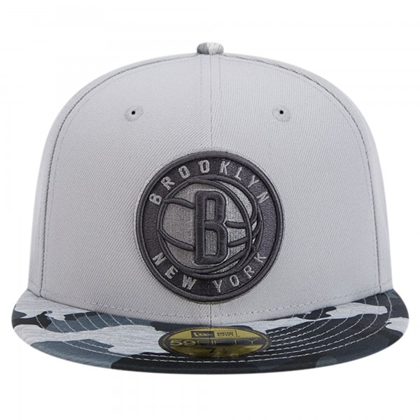 Бейсболка Brooklyn Nets New Era Active Color Camo Visor 59FIFTY - Gray