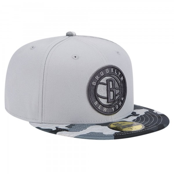 Бейсболка Brooklyn Nets New Era Active Color Camo Visor 59FIFTY - Gray