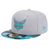 Бейсболка Charlotte Hornets New Era Active Color Camo Visor 59FIFTY - Gray