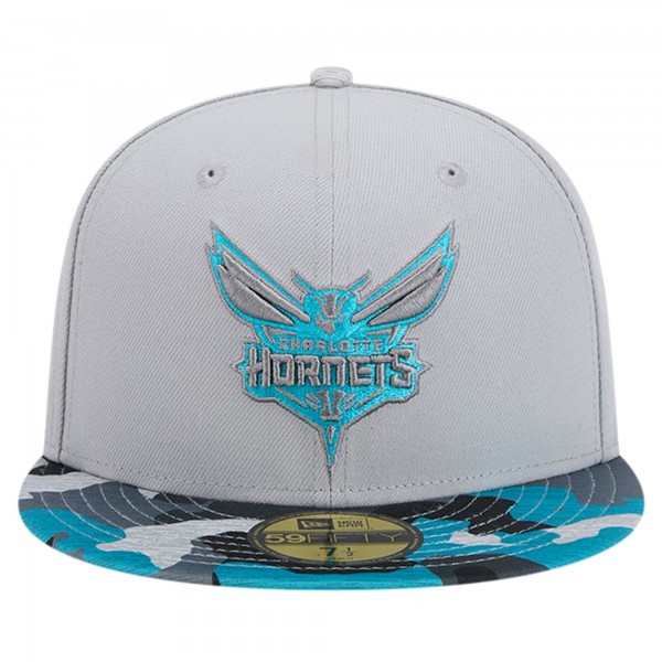 Бейсболка Charlotte Hornets New Era Active Color Camo Visor 59FIFTY - Gray