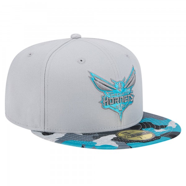 Бейсболка Charlotte Hornets New Era Active Color Camo Visor 59FIFTY - Gray