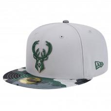 Бейсболка Milwaukee Bucks New Era Gray Active Color Camo Visor 59FIFTY