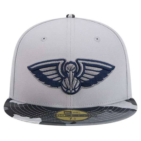 Бейсболка New Orleans Pelicans New Era Gray Active Color Camo Visor 59FIFTY