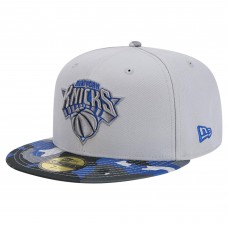 New York Knicks New Era Active Color Camo Visor 59FIFTY Fitted Hat - Gray
