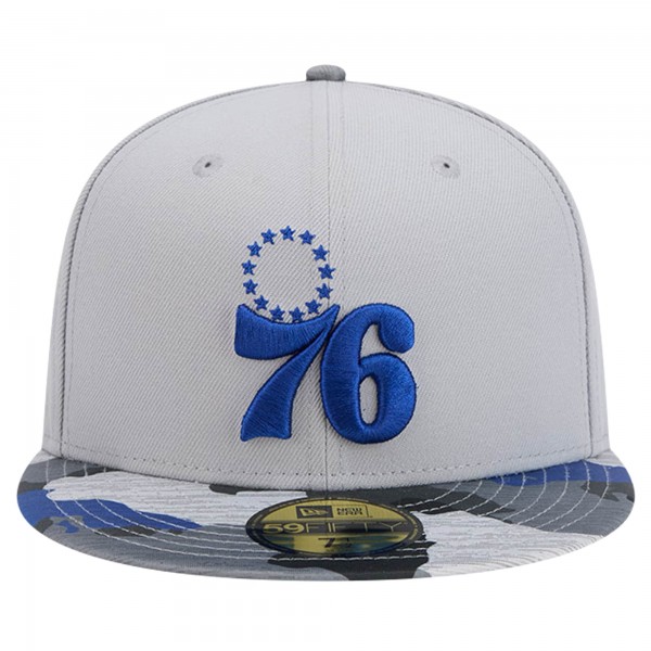Бейсболка Philadelphia 76ers New Era Gray Active Color Camo Visor 59FIFTY