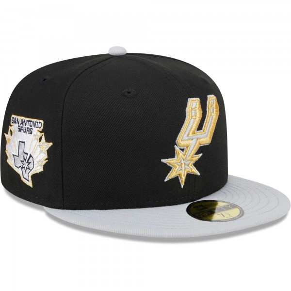 Бейсболка San Antonio Spurs New Era Gameday Gold Pop Stars 59FIFTY - Black/Gray