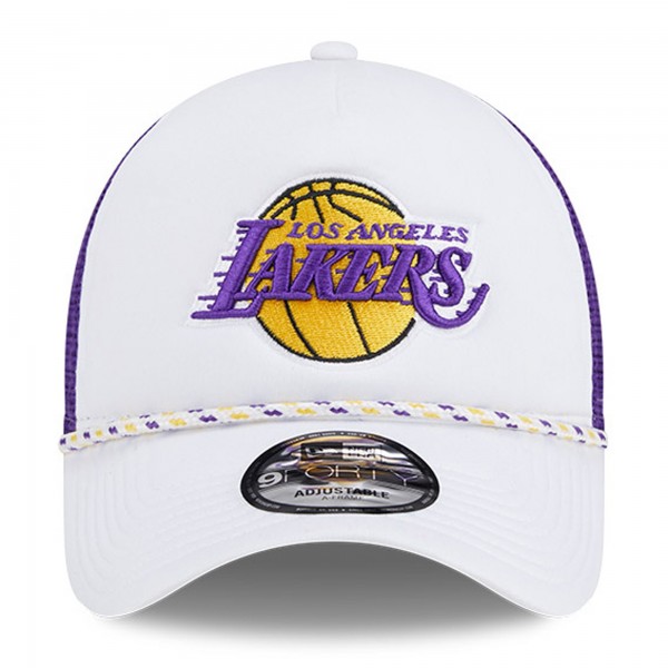 Бейсболка Los Angeles Lakers New Era Court Sport Foam A-Frame 9FORTY - White/Purple