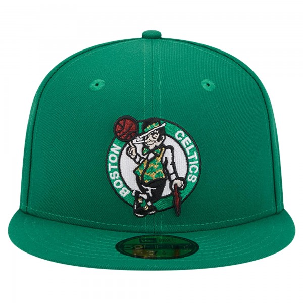 Бейсболка Boston Celtics New Era Court Sport Leather Applique 59FIFTY - Kelly Green
